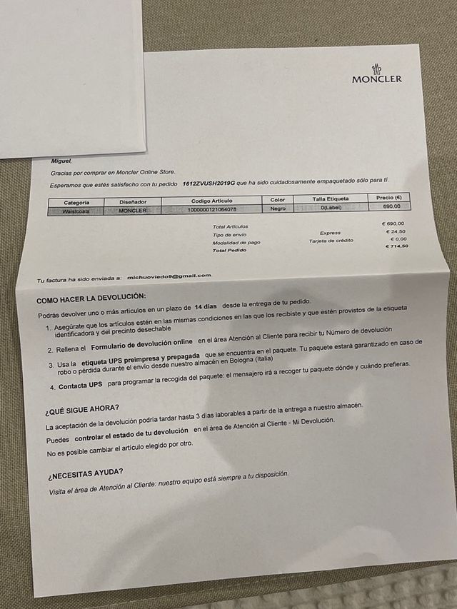 Chaleco Moncler Mujer Talla S Negro