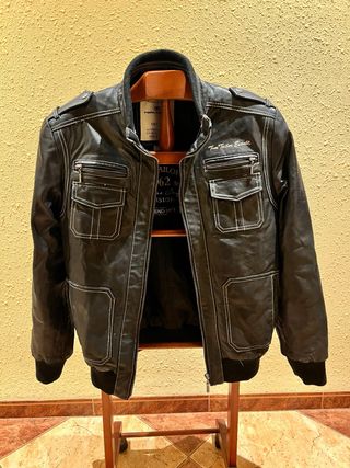 Cazadora Cuero Tom Tailor Vintage Negra