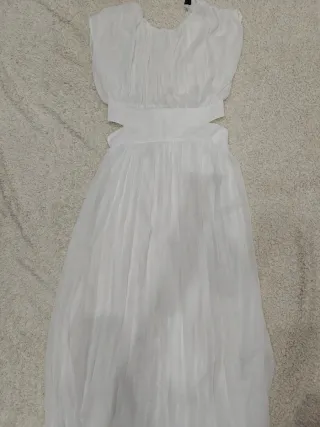 Vestido MIDI Zara Blanco Plisado Talla XS