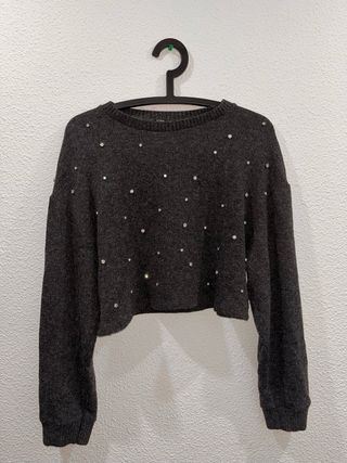 Jersey gris con pedrería