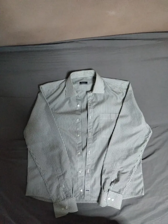 Camisa Dustin Talla M Rayas Verde/Blanco