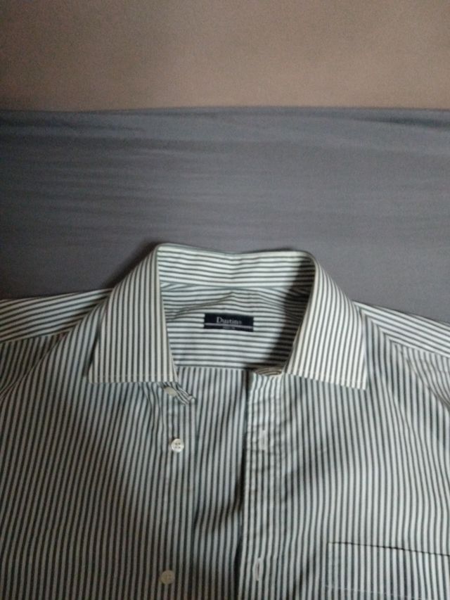 Camisa Dustin Talla M Rayas Verde/Blanco