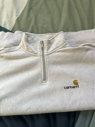 Sudadera Carhartt Half Zip Gris Claro