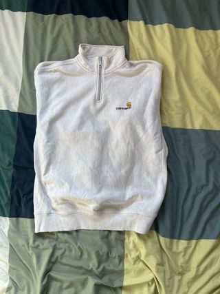 Sudadera Carhartt Half Zip Gris Claro