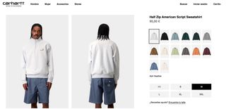 Sudadera Carhartt Half Zip Gris Claro