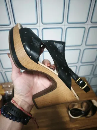 Sandalias de verano mujer negras,piel