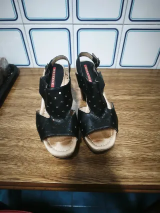 Sandalias de verano mujer negras,piel