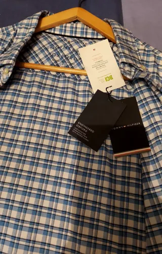 Camisa Tommy Hilfiger cuadros azul y blanco Talla