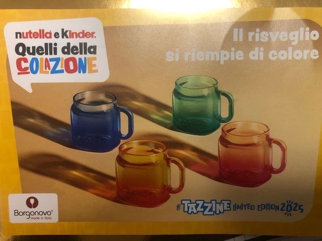 Set 4 Tazzine "Nutella" Nuove Originali in vetro