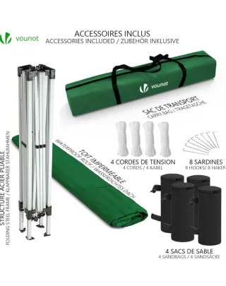 Gazebo pieghevole VOUNOT 3x3 Verde