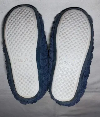 Pantofole donna in pile blu