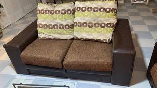 Sofá 2 plazas tela y piel