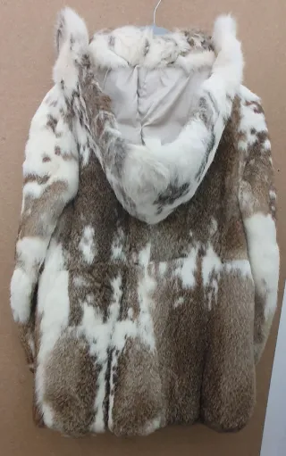Chaquetón pelo conejo marrón y blanco talla S/M