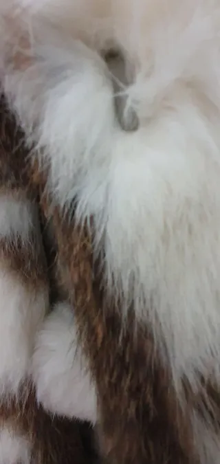 Chaquetón pelo conejo marrón y blanco talla S/M