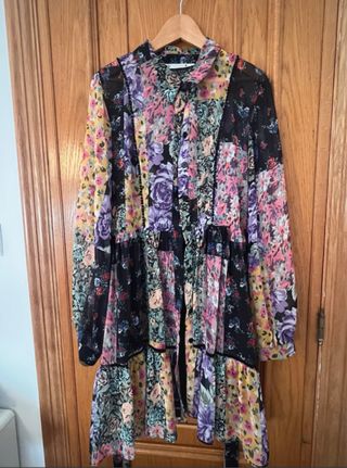 Vestido Zara estampado floral patchwork