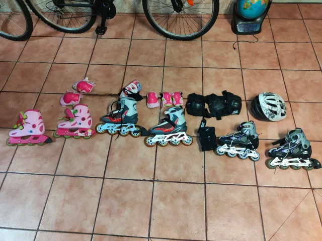 Juego de patines y protecciones