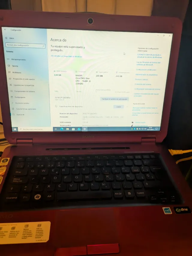 Portátil Sony Vaio VGN-CS21S Intel Core 2 Duo