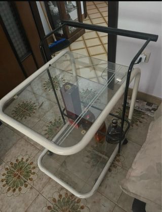 Carrello bar vintage anni 80 vetro e metallo