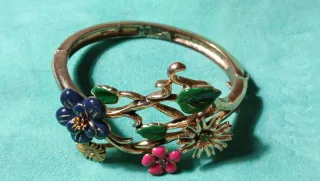 Conjunto vintage pulsera y anillo flores
