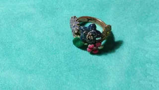 Conjunto vintage pulsera y anillo flores