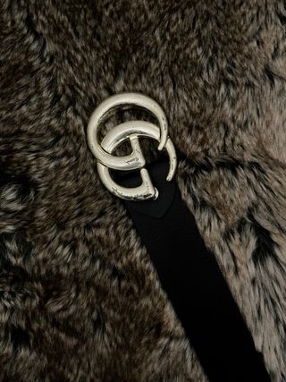 Cinturón Gucci Negro Hebilla GG Plata