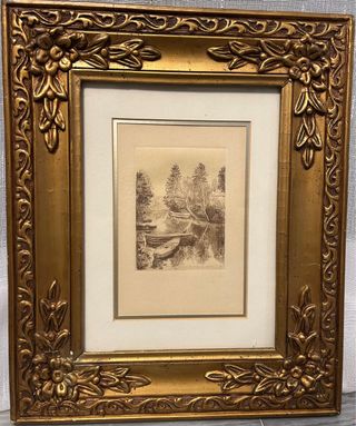 Cuadro antiguo con marco dorado