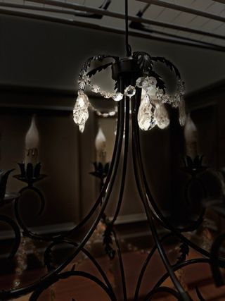 Lámpara araña vintage cristal y metal