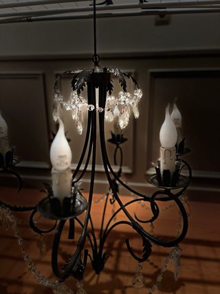 Lámpara araña vintage cristal y metal