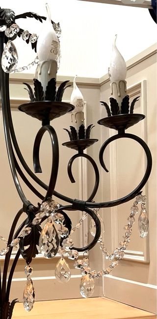 Lámpara araña vintage cristal y metal