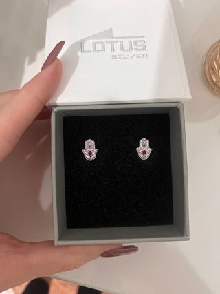 Pendientes Mano de Fátima Lotus Plata