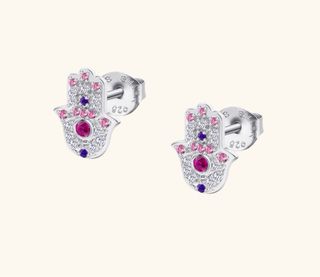 Pendientes Mano de Fátima Lotus Plata