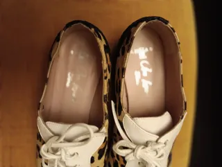 Zapatos mujer piel 37 leopardo, negro y blanco