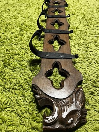 Perchero madera tallada 4 perchas