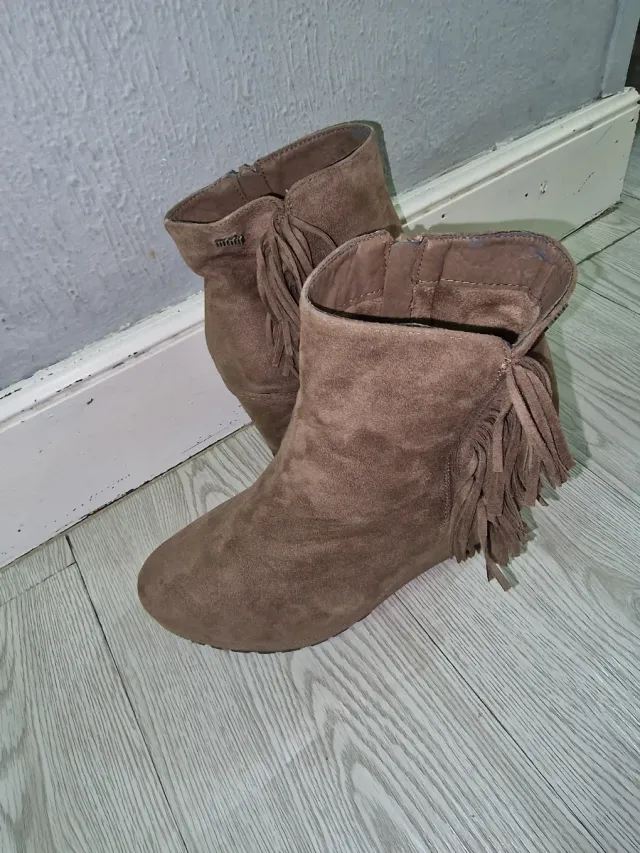 Botas mujer tacón corrido beige/marrón