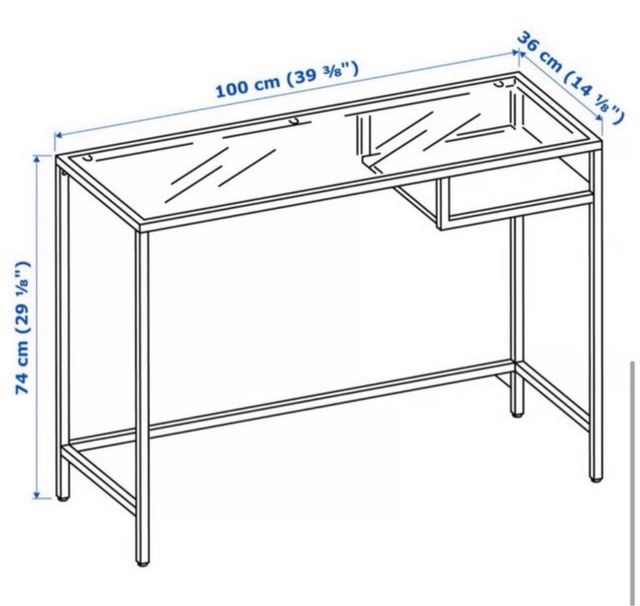 Mesa escritorio IKEA VITSSJÖ metal/cristal