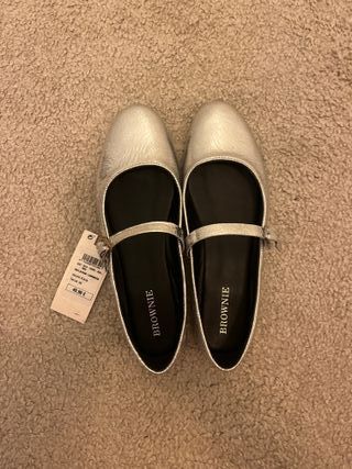 Bailarinas Brownie Plateadas Talla 38 Nuevas