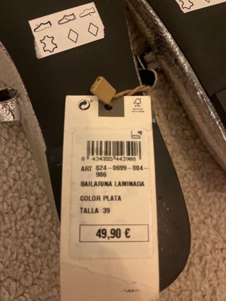 Bailarinas Brownie Plateadas Talla 38 Nuevas