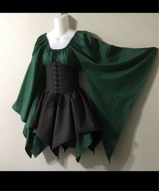 Disfraz Elfa Talla Única Verde y Negro