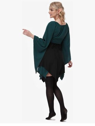 Disfraz Elfa Talla Única Verde y Negro