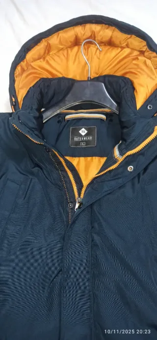Parka TEX azul marino con capucha naranja Talla XL