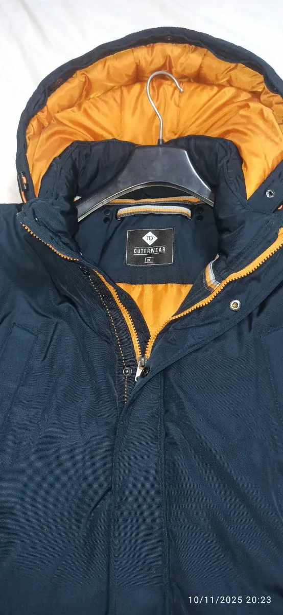 Parka TEX azul marino con capucha naranja Talla XL