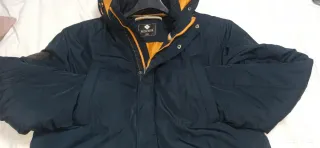 Parka TEX azul marino con capucha naranja Talla XL