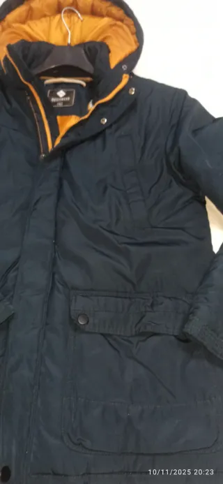 Parka TEX azul marino con capucha naranja Talla XL