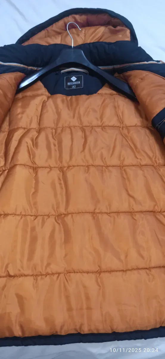 Parka TEX azul marino con capucha naranja Talla XL