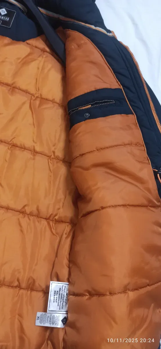 Parka TEX azul marino con capucha naranja Talla XL