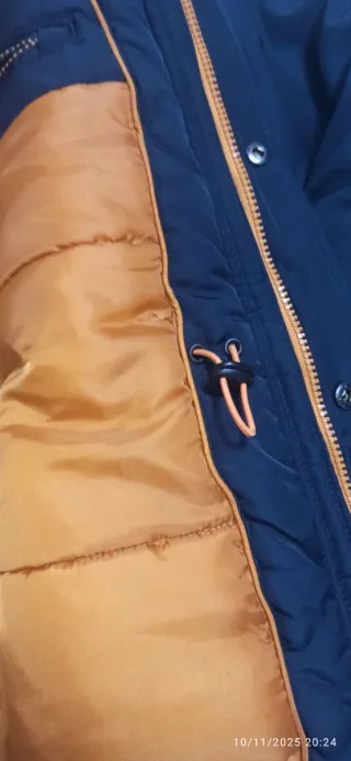 Parka TEX azul marino con capucha naranja Talla XL