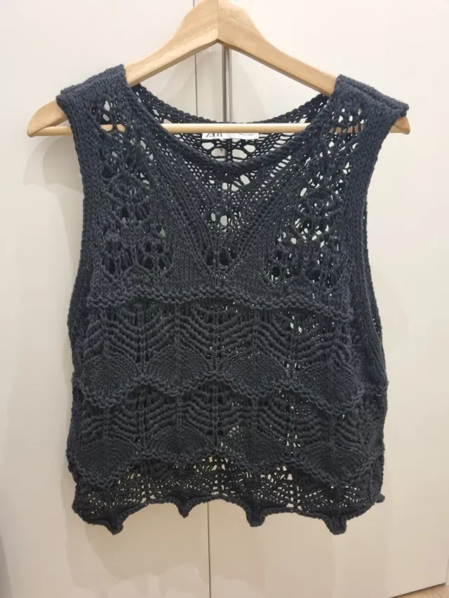 Chaleco Zara Negro Tejido Calado