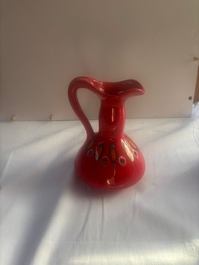 Vaso Vintage Rosso Decorato arte Bertoncello