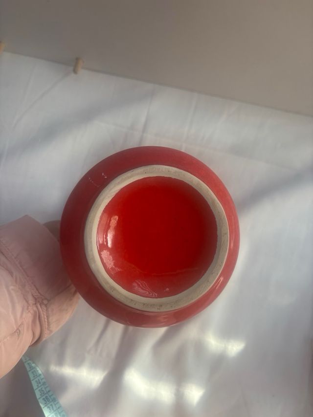 Vaso Vintage Rosso Decorato arte Bertoncello