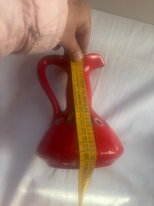 Vaso Vintage Rosso Decorato arte Bertoncello